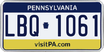 PA license plate LBQ1061