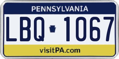 PA license plate LBQ1067