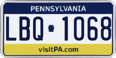 PA license plate LBQ1068