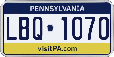 PA license plate LBQ1070