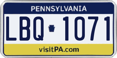 PA license plate LBQ1071
