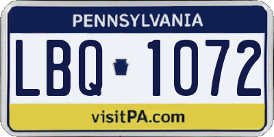 PA license plate LBQ1072