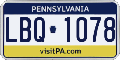PA license plate LBQ1078