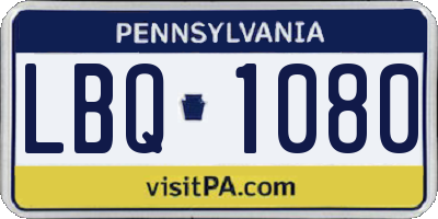 PA license plate LBQ1080