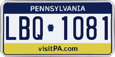 PA license plate LBQ1081