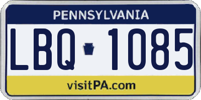 PA license plate LBQ1085