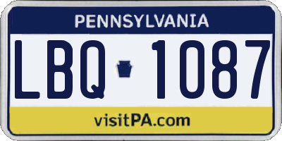 PA license plate LBQ1087
