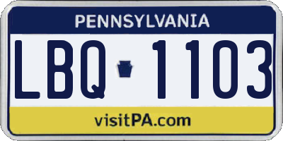 PA license plate LBQ1103