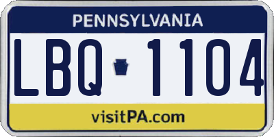 PA license plate LBQ1104