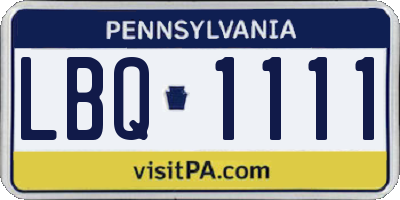 PA license plate LBQ1111