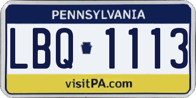PA license plate LBQ1113