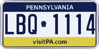 PA license plate LBQ1114