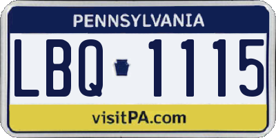 PA license plate LBQ1115