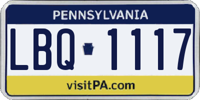PA license plate LBQ1117