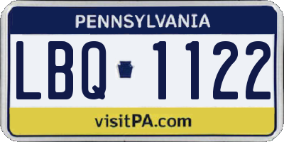 PA license plate LBQ1122