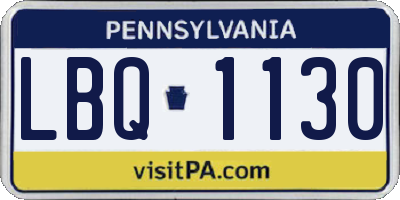 PA license plate LBQ1130