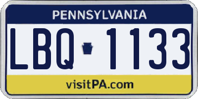 PA license plate LBQ1133