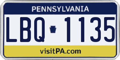 PA license plate LBQ1135