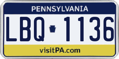 PA license plate LBQ1136
