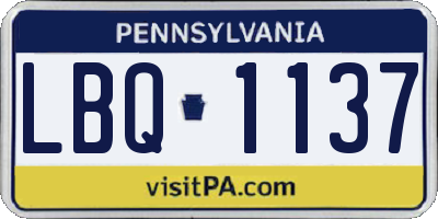 PA license plate LBQ1137