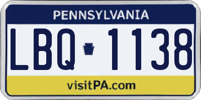 PA license plate LBQ1138