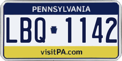 PA license plate LBQ1142