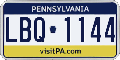 PA license plate LBQ1144
