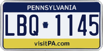 PA license plate LBQ1145