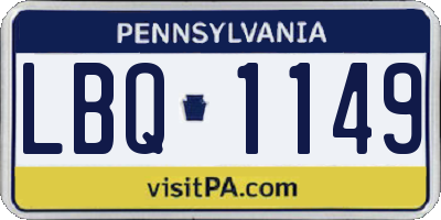 PA license plate LBQ1149