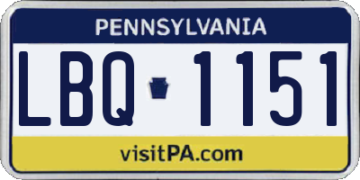PA license plate LBQ1151