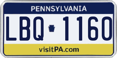PA license plate LBQ1160