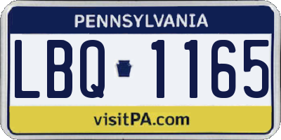 PA license plate LBQ1165
