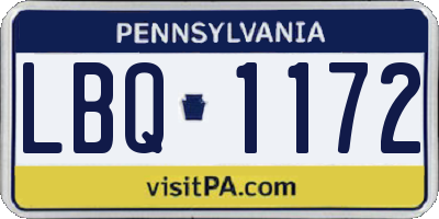 PA license plate LBQ1172