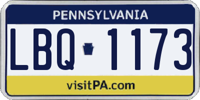 PA license plate LBQ1173