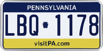 PA license plate LBQ1178