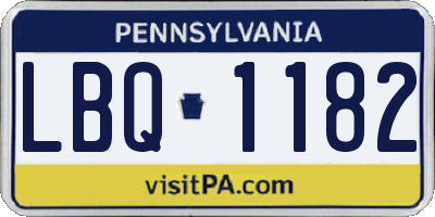 PA license plate LBQ1182