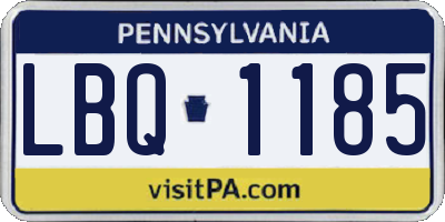 PA license plate LBQ1185