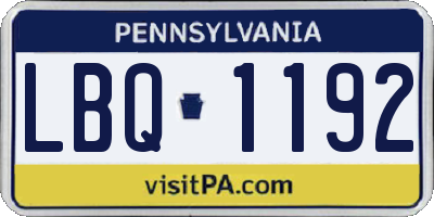 PA license plate LBQ1192