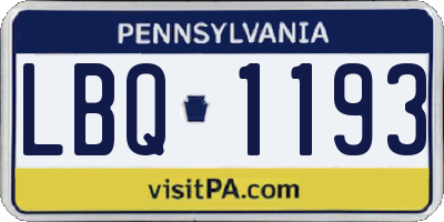 PA license plate LBQ1193