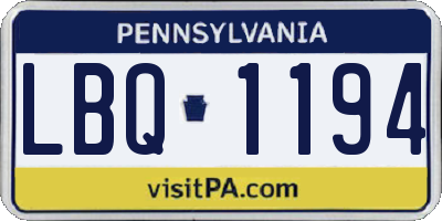 PA license plate LBQ1194