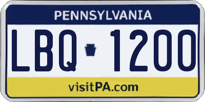 PA license plate LBQ1200