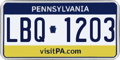 PA license plate LBQ1203