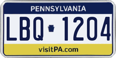 PA license plate LBQ1204