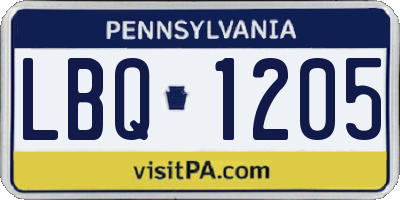 PA license plate LBQ1205