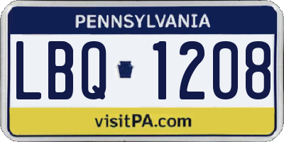 PA license plate LBQ1208