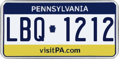 PA license plate LBQ1212