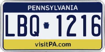 PA license plate LBQ1216