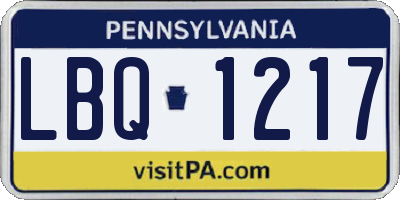 PA license plate LBQ1217