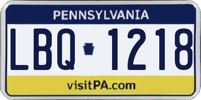 PA license plate LBQ1218