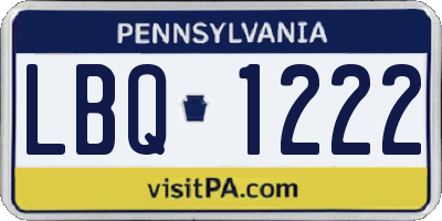 PA license plate LBQ1222